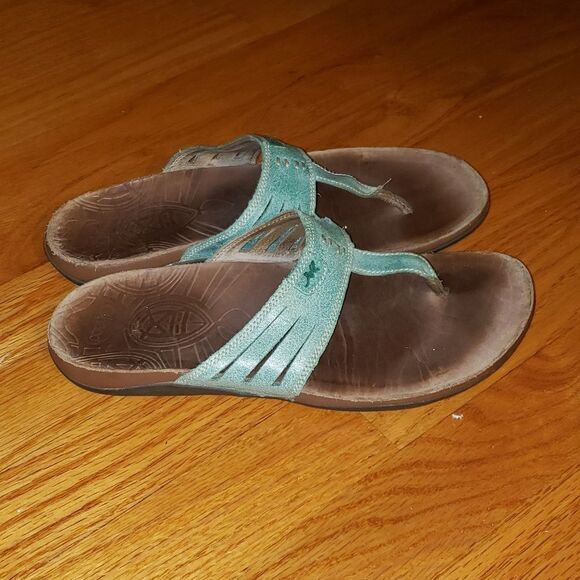 Chaco green leather sandals - Picture 1 of 6